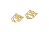 Brass Bird Charm, 10 Raw Brass Owl Shaped Charms With 1 Loop (26x22x0.60mm) A6627