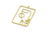 Brass Face Charm, 2 Raw Brass Man And Woman Face Charms With 1 Loop, Findings (35x23x0.80mm) A6677