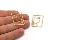 Brass Face Charm, 2 Raw Brass Man And Woman Face Charms With 1 Loop, Findings (35x23x0.80mm) A6677