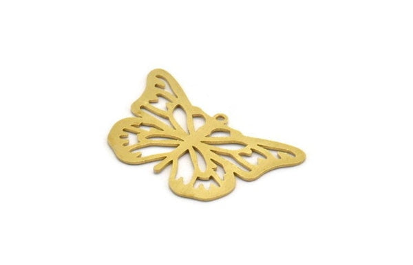 Brass Butterfly Charm, 6 Raw Brass Butterfly Charms With 1 Loop, Earring Findings (33x21.5x0.60mm) A6623
