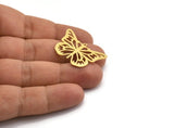 Brass Butterfly Charm, 6 Raw Brass Butterfly Charms With 1 Loop, Earring Findings (33x21.5x0.60mm) A6623