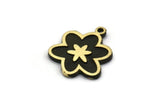 Brass Flower Charm, 2 Raw Brass Flower Charms With 1 Loop, Black Painted Brass Charms, Findings (18x16x1.5mm) N2390