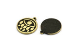 Brass Round Charm, 2 Raw Brass Round Charms With 1 Loop, Eye Findings, Brass Teardrop Findings (19x17x1.5mm) N2381