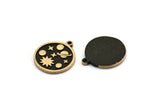 Brass Round Charm, 2 Raw Brass Round Charms With 1 Loop, Copper Galaxy Findings, Copper Universe Findings (19x17x1.5mm) N2397