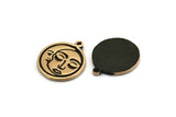 Brass Round Charm, 2 Raw Brass Round Charms With 1 Loop, Copper Cloud Findings, Copper Crescent Moon Findings (19x17x1.5mm) N2400