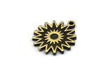 Brass Sun Charm, 4 Raw Brass Sun Charms With 1 Loop, Findings (18x16x1.4mm) N2387