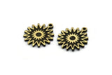 Brass Sun Charm, 4 Raw Brass Sun Charms With 1 Loop, Findings (18x16x1.4mm) N2387