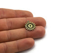 Brass Sun Charm, 4 Raw Brass Sun Charms With 1 Loop, Findings (18x16x1.4mm) N2387