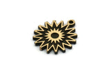 Brass Sun Charm, 4 Raw Brass Sun Charms With 1 Loop, Findings, Copper Sun Charms (18x16x1.4mm) N2388