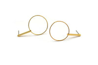 Gold Wire Earring, 4 Gold Plated Brass Earring Wires, Stick Stud Earrings (47x27mm) SY0163