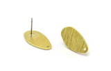 Brass Oval Earring, 4 Textured Raw Brass Oval Stud Earrings With 1 Hole (20x11x0.90mm) M03264 A6680