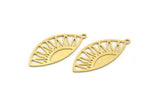 Brass Oval Charm, 8 Raw Brass Rising Sun Shaped Charms With 1 Loop, Earring Findings (30x13.5x0.60mm) A6684