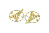 Brass Round Charm, 4 Raw Brass Eiffel Tower Charms With 1 Loop, Earrings, Findings (39x31x0.60mm) A6705