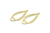 Brass Drop Charm, 8 Raw Brass Drop Shaped Charms With 1 Loop, Findings (29x14x0.60mm) A6698