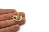 Brass Indian Charm, 4 Raw Brass Native American Chief Shaped Charms With 1 Loop, Findings, Pendants (35x26x0.60mm) A6708