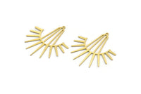 Brass Sun Charm, 4 Raw Brass Sun Charms With 1 Loop, Charm Pendants (40x35x0.60mm) A6699