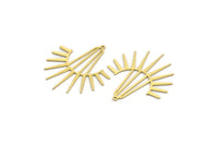Brass Sun Charm, 4 Raw Brass Sun Charms With 1 Loop, Charm Pendants (40x35x0.60mm) A6699