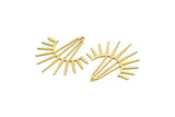 Brass Sun Charm, 4 Raw Brass Sun Charms With 1 Loop, Charm Pendants (40x35x0.60mm) A6699