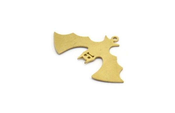Brass Bat Charm, 8 Raw Brass Bat Charms With 1 Hole, Earring Findings (21x34.5x0.60mm) A6624