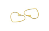 Brass Heart Charm, 24 Raw Brass Heart Connectors With 2 Holes, Findings (32x29x0.60mm) A6636
