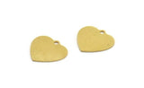 Brass Heart Charm, 12 Raw Brass Heart Charms With 1 Hole, Findings (15x15.5x0.60mm) A6635