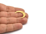 Brass Moon Charm, 12 Raw Brass Crescent Moon Charms With 2 Holes (25.5x6x0.60mm) A6641