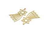 Brass Star Charm, 8 Raw Brass Comet Charms With 1 Loop, Findings (40x20x0.60mm) SMP0129