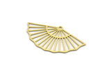 Brass Fan Charm, 8 Raw Brass Fan Shaped Charms With 1 Loop, Pendants, Findings (22x40x0.60mm) SMP0133
