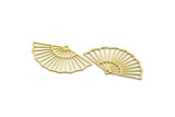 Brass Fan Charm, 8 Raw Brass Fan Shaped Charms With 1 Loop, Pendants, Findings (22x40x0.60mm) SMP0133