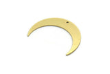 Brass Moon Charm, 12 Raw Brass Crescent Moon Charms With 1 Hole, Findings (28x6x0.60mm) SMP0134