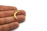 Brass Moon Charm, 24 Raw Brass Crescent Moon Charms With 1 Hole, Findings (28x5x0.60mm) SMP0137