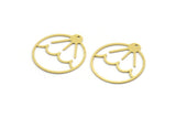 Brass Round Charm, 10 Raw Brass Rising Sun Patterned Round Shaped Charms With 1 Hole, Charm Pendants (30x27x0.60mm) SMP0141