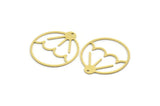 Brass Round Charm, 10 Raw Brass Rising Sun Patterned Round Shaped Charms With 1 Hole, Charm Pendants (30x27x0.60mm) SMP0141
