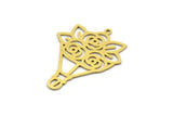 Brass Flower Charm, 8 Raw Brass Flower Charms With 1 Loop, Corsage Charm, Findings (32x25x0.60mm) SMP0143