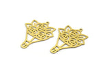 Brass Flower Charm, 8 Raw Brass Flower Charms With 1 Loop, Corsage Charm, Findings (32x25x0.60mm) SMP0143