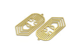 Brass Face Charm, 4 Raw Brass Face Charms With 1 Loop, Findings (46x21.5x0.60mm) SMP0148