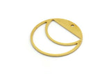 Brass Moon Charm, 10 Raw Brass Round Shaped Charms With 1 Hole, Crescent Moon Charms, Pendants, Findings (28x0.80mm) SMP0149
