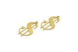 Brass Dollar Charm, 12 Raw Brass Dollar Shaped Charms With 1 Hole, Earring Findings (29x15.5x0.60mm) A6622