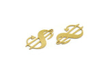 Brass Dollar Charm, 12 Raw Brass Dollar Shaped Charms With 1 Hole, Earring Findings (29x15.5x0.60mm) A6622