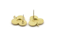 Pirinç Çiçek Küpe, 1 Döngülü 4 Ham Pirinç Çiçek Küpe (17x16x2mm) N1785