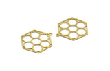 Brass Honeycomb Charm, 12 Raw Brass Hexagon Charms With 1 Loop (30x24x0.60mm) A6611