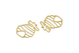 Brass Beehive Charm, 12 Raw Brass Beehive Shaped Charms With 1 Loop, Findings (34x27.5x0.60mm) A6613