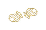 Brass Beehive Charm, 12 Raw Brass Beehive Shaped Charms With 1 Loop, Findings (34x27.5x0.60mm) A6613