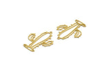 Brass Cactus Charm, 8 Raw Brass Cactus Charms With 1 Loop, Findings (31x24x0.60mm) A6614