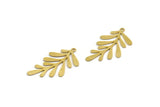 Brass Leaf Charm, 12 Raw Brass Branch Charms With 1 Loop, Charm Pendants (33x18x0.60mm) A6609