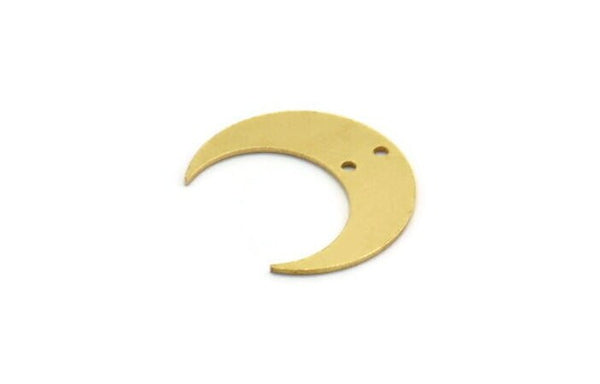 Brass Moon Charm, 12 Raw Brass Crescent Moon Charms With 2 Holes (19x6x0.60mm) A6617
