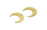 Brass Moon Charm, 12 Raw Brass Crescent Moon Charms With 2 Holes (19x6x0.60mm) A6617
