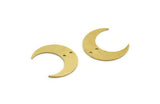 Brass Moon Charm, 12 Raw Brass Crescent Moon Charms With 2 Holes (19x6x0.60mm) A6617