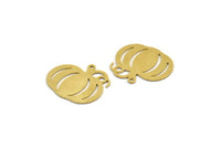 Brass Pumpkin Charm, 8 Raw Brass Pumpkin Charms With 1 Loop, Findings (22x20x0.60mm) A6615