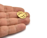 Brass Pumpkin Charm, 8 Raw Brass Pumpkin Charms With 1 Loop, Findings (22x20x0.60mm) A6615